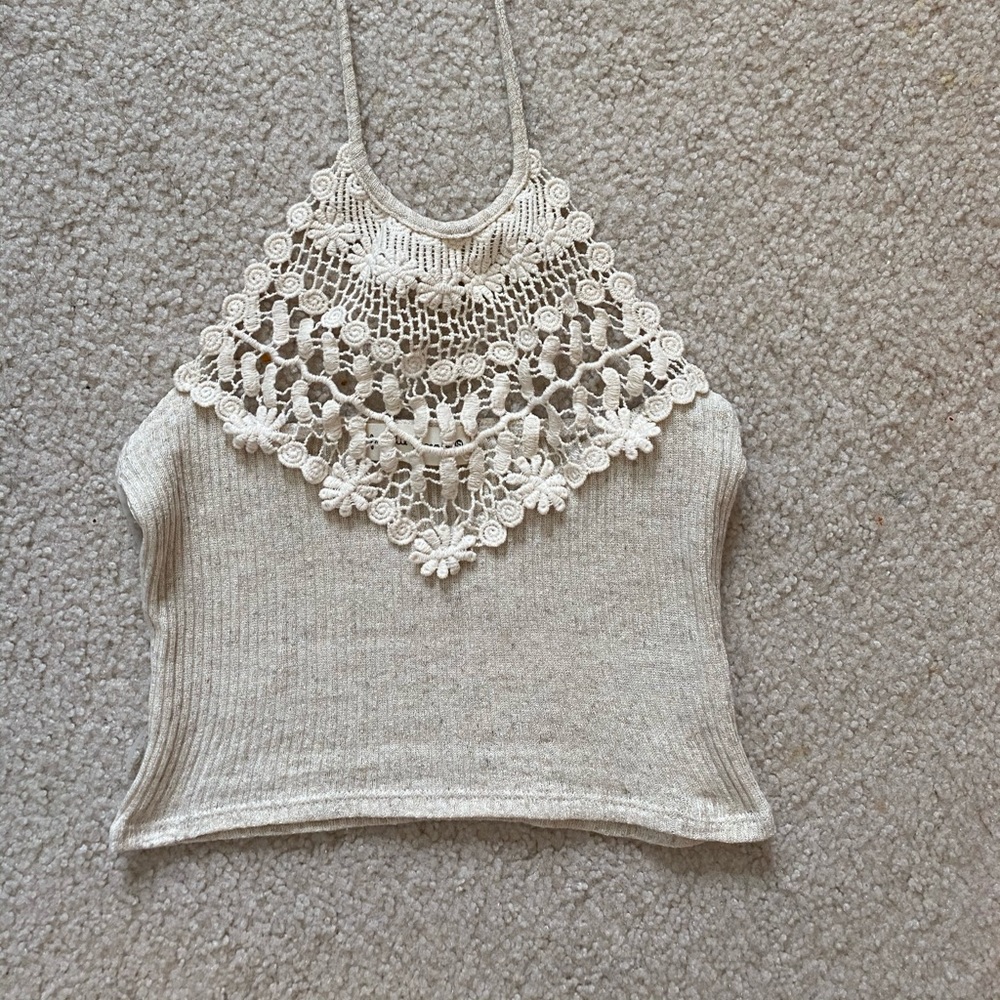 Crochet detailed halter top